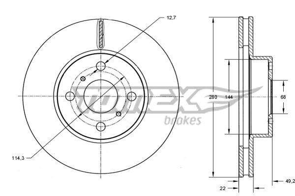 TOMEX TOMTX70-72 féktárcsa